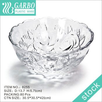 Durable plastic bowls with flower embossed design for home daily use