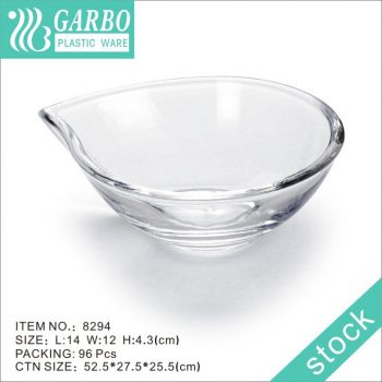 Clear plastic bowls with irregular shapes for snacks or nuts