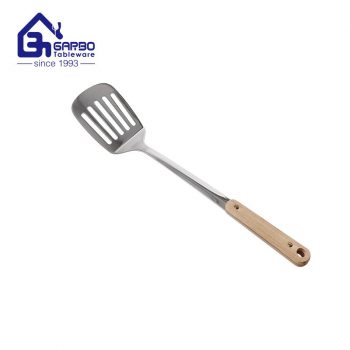 High Quality high quality201 Stainless Steel With Wood Handle Heat Resistant Slotted Turner