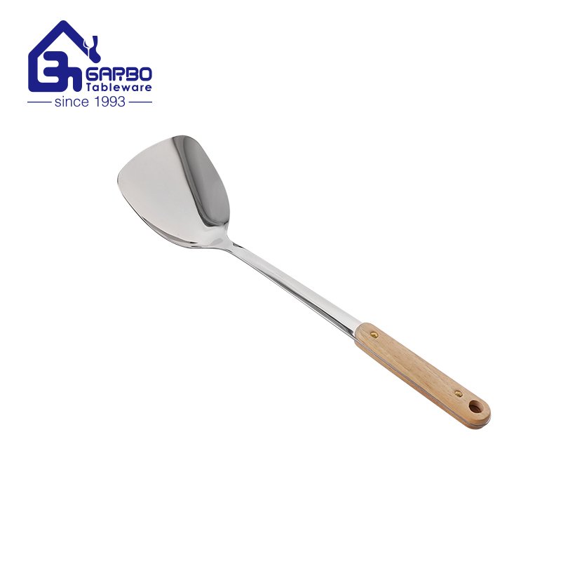 High Quality high quality201 Stainless Steel With Wood Handle Heat Resistant Slotted Turner