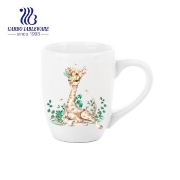 Wholesale custom animal deer design 210ml 8oz drinking ceramic tea cup with handle