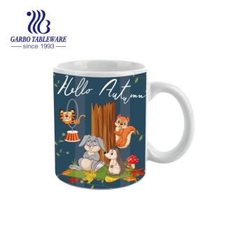 Daily use Hello Autumn Animal Zoo Ceramic Tea Mug 12.3oz porcelain mugs Microwave Safe for Holiday Coffee Tea Cocoa Cereal