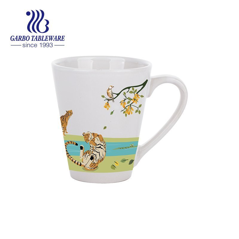 Wholesale custom animal deer design 210ml 8oz drinking ceramic tea cup with handle