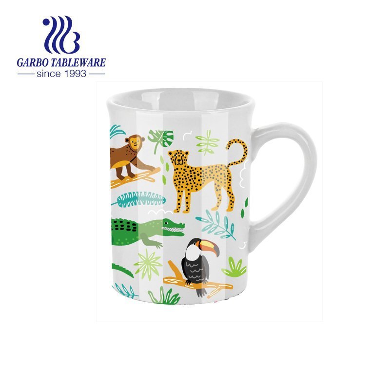 China factory custom cute animal design 350cc ceramic coffee cup with handle