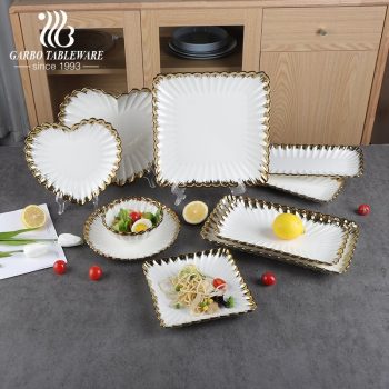 China factory luxury golden plated edge royal porcelain dinner set