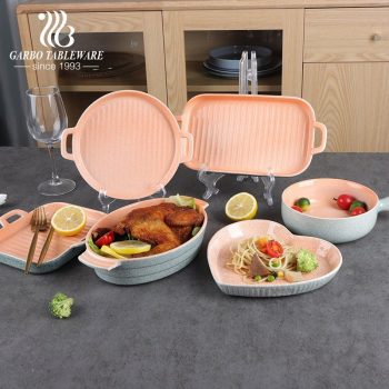 Microwave safe Heat-Shaped Colorful porcelain baking pan steak plate dinner plate flat plates dessert dish