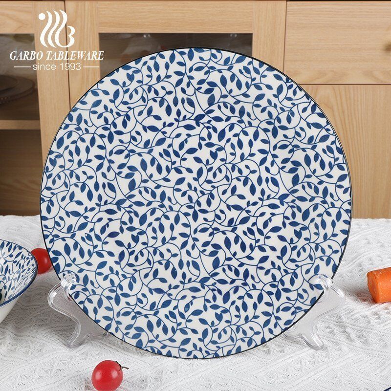 Wholesale custom under glazed blue decal 18pcs ceramic dinner set