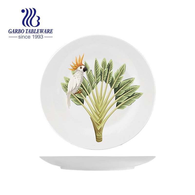 طبق عشاء من الخزف الحجري من سلسلة الصيف على شكل نبات الببغاء آمن للاستخدام في الميكروويف 7.7 بوصة أطباق من السيراميك لأدوات المائدة وأطباق الحلوى وألواح جانبية