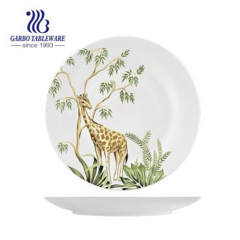 Zoo Series giraffe 10.6 inches ceramic dinner plate daily use ceramic dish home hotel serving dish round flat plates