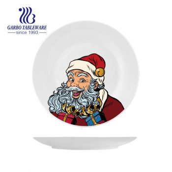 Plat en grès pas cher en gros 10.5 pouces assiette en céramique fantaisie avec design de Noël