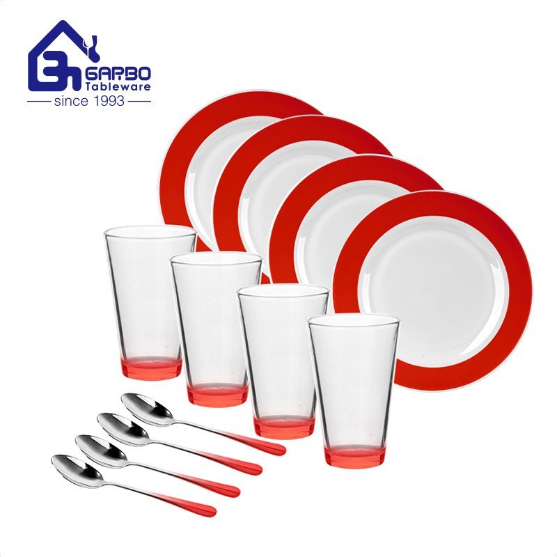 Christmas dinner set 12pcs tableware plate cup spoon with custom decal