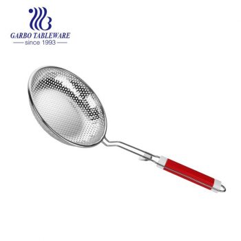 Factory direct sales thickened and reinforced encrypted wooden handle stainless steel surface fishing line leakage kitchen cooking leakage scoop