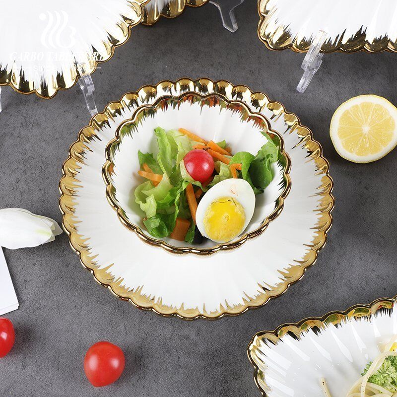 China factory luxury golden plated edge royal porcelain dinner set