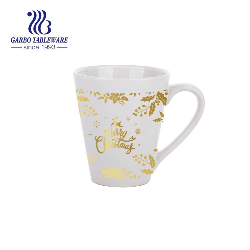 Caneca de cerâmica com design de impressão dourada, conjunto de canecas de café, decorações de alta qualidade, cafeteria