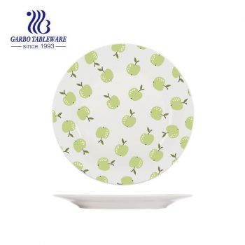 Green apple full print ceramic flat plate set stoneware kitchen table dish food kitchenware