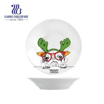 Pug dog cute print Christm,as gift dinner plate ceramic soup deep plates set kitchen dish