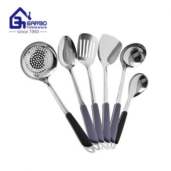 Conjunto de utensílios de cozinha de aço inoxidável 201ss com melhor preço de fábrica com cabo PET espátula