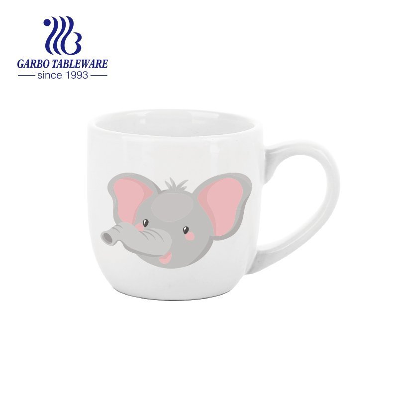 Custom OEM decor 350cc large drinking ceramic coffee cup with handle