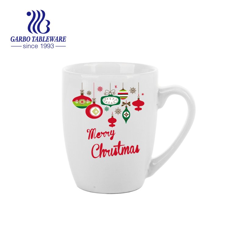 400ml cheap price Christmas design high ceramic coffee mug stoneware