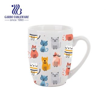 355ml ceramic mug with animated cats decal for wholesale