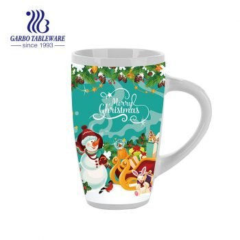 400ml cheap price Christmas design high ceramic coffee mug stoneware