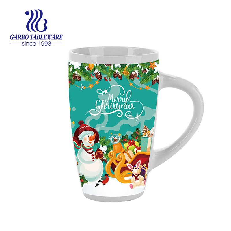 350ml cheap price Christmas Elk design ceramic coffee mug stoneware porcelain mug