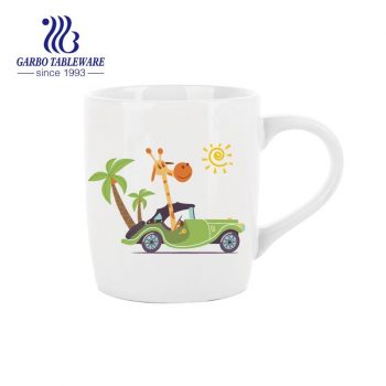 Custom OEM decor 350cc large drinking ceramic coffee cup with handle