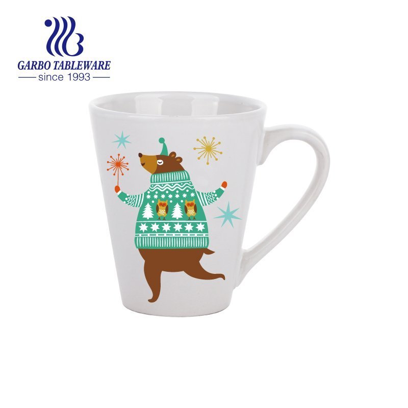 Copo de porcelana de caneca de água de cerâmica com impressão completa de fundo zoológico com decoração de casa de alça grande