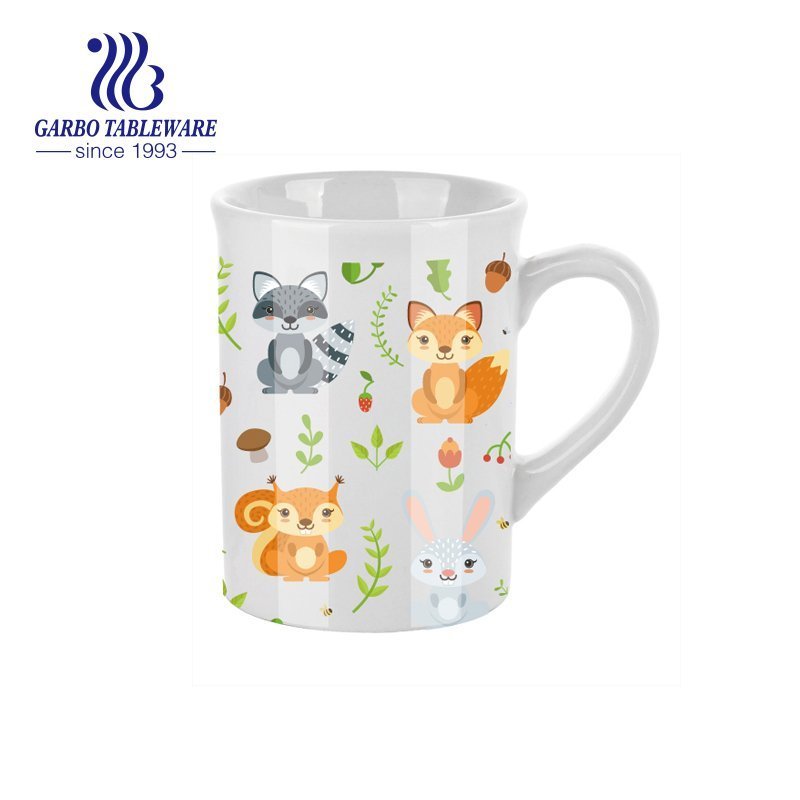 Zoo background full print ceramic water mug porcelain cup with big handle home decoration