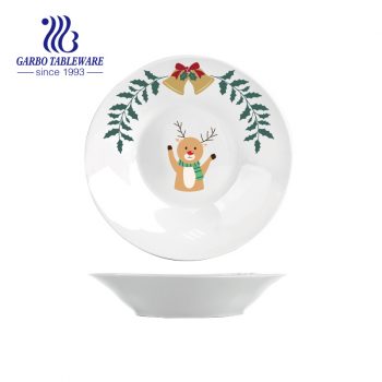 8 inches stoneware table plates Merry Christmas Round-shaped ceramic side plate soup plates
