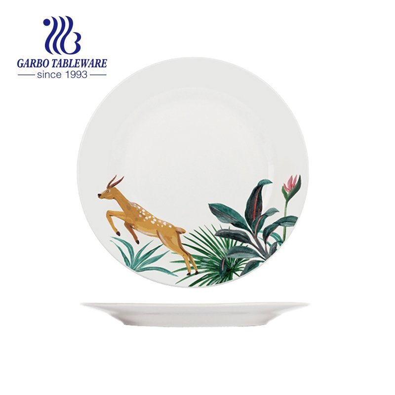 Decorative botany design stoneware plate 7.87 inch for sale