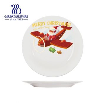 Scratch Resistant  Merry Christmas Round-shaped ceramic side plate 8 inches  dessert plates new year gift stoneware plates
