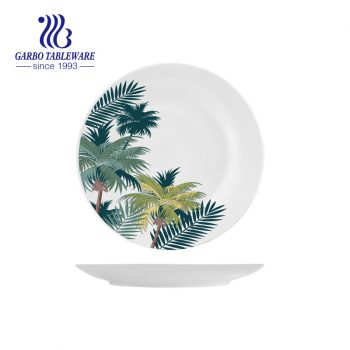 Factory supply of Plant Series Round-shaped ceramic side plate 7.7  inches dessert plates  flat dish for home hotel use