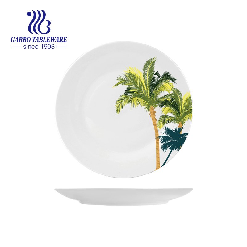 Fornecimento de fábrica de placa lateral de cerâmica em forma redonda de 7.7 polegadas placas de sobremesa prato plano para uso doméstico em hotel