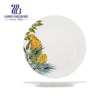 10.5 inches round shaped  Dinner Plates Ceramic Plate Set leopard design flat dish microwave safe kitchen family use
