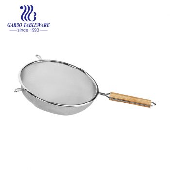 Factory direct supply kitchen colander thickened stainless steel wooden handle line leak fried dumpling noodles fishing spoon commercial household kitchen utensils