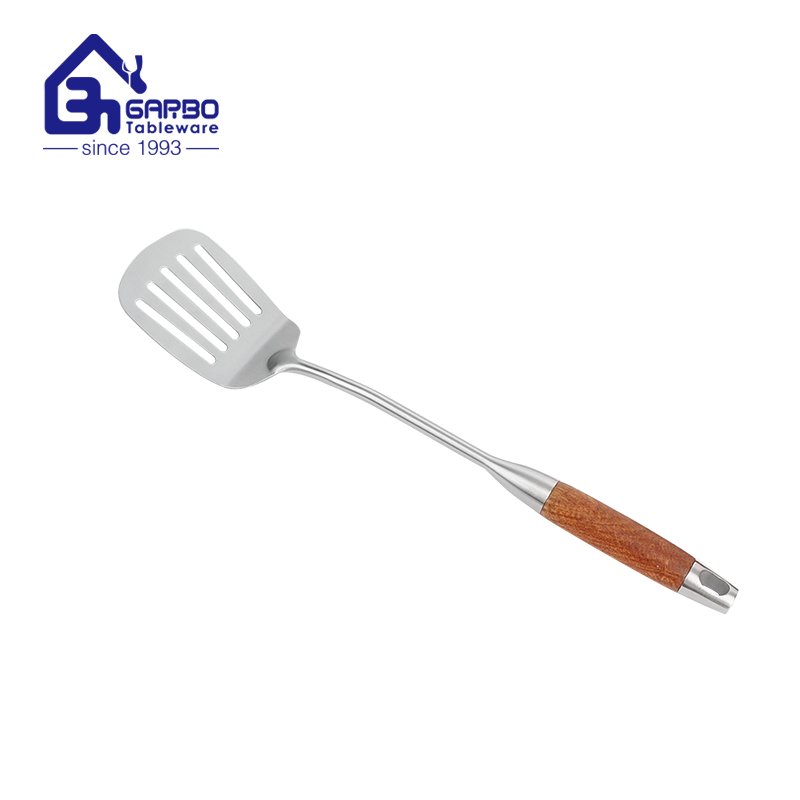 Factory Big Discount Price 380mm length Heat Resistant 201ss Soup Ladle With Wooden Handle