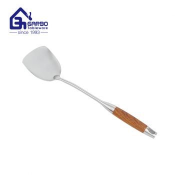 Best Price Cookware Solid Turner 201ss Stainless Steel Cooking Kitchen Spatulas With Wooden Lid