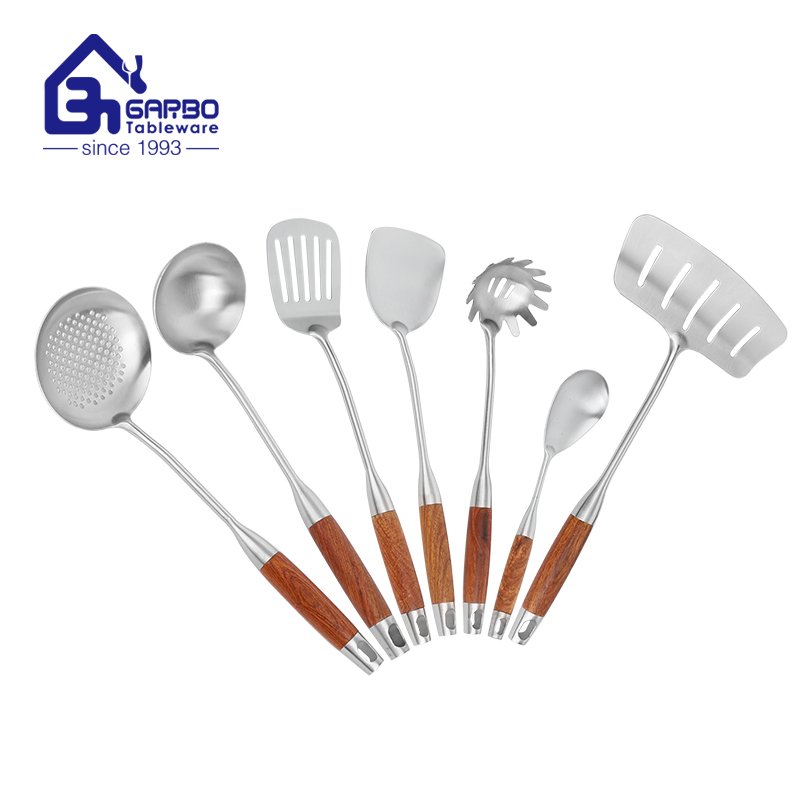 Factory Big Discount Price 380mm length Heat Resistant 201ss Soup Ladle With Wooden Handle