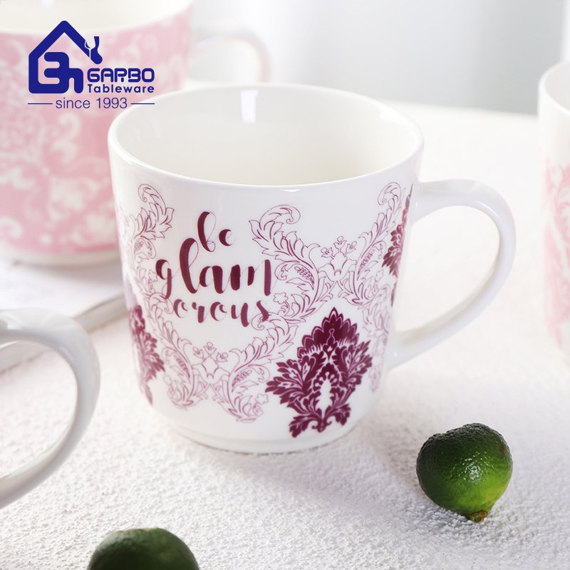 240ml pink color full decal porcelain mug made in Liling