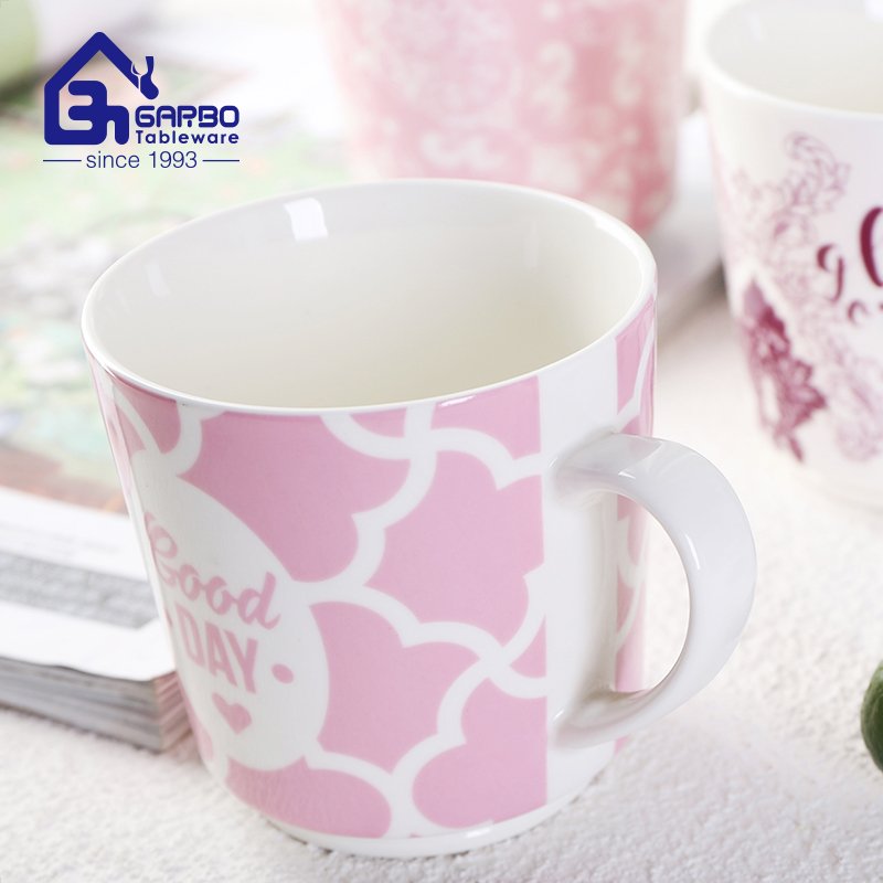 240ml pink color full decal porcelain mug made in Liling