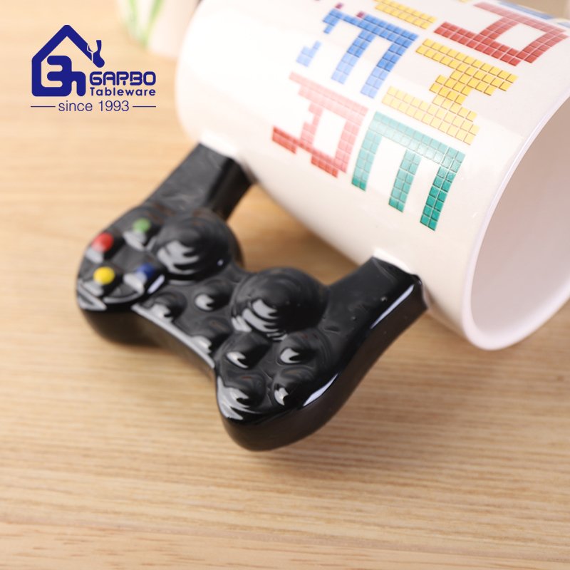 Werbeprojekt Kreative handgefertigte 3D-Effekt-Gamecontroller Keramik Reine handbemalte Kaffeetassen für Jungen und Väter