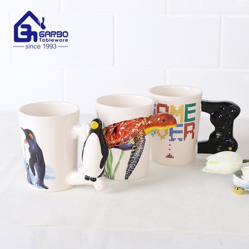 380ml Gift Order Promotion Project Creative Handmade 3D Sea Turtle Ceramic Pure Hand- Painted Coffee Mugs