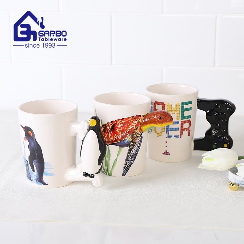 Creative Handmade Animal Lover 3D penguin Ceramic Pure Hand- Painted Tea Coffee Cups