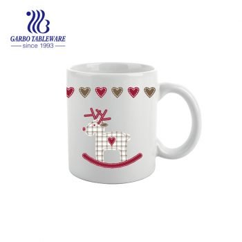 350ml cheap price Christmas Elk design ceramic coffee mug stoneware porcelain mug