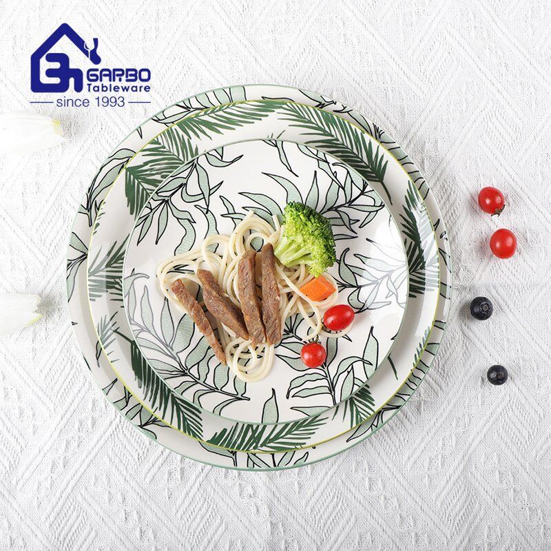 Hot sale popular 7.5” black line underglazed printing ceramic dessert plate stoneware