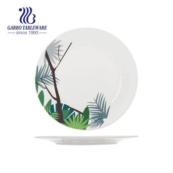 Decorative leaf decor customized 10.5inch plain ceramic dinner plate