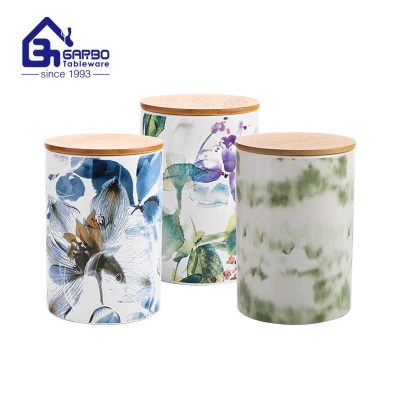 Wholesale 2pcs canister set hand painted decor sealed porcelain storage jar