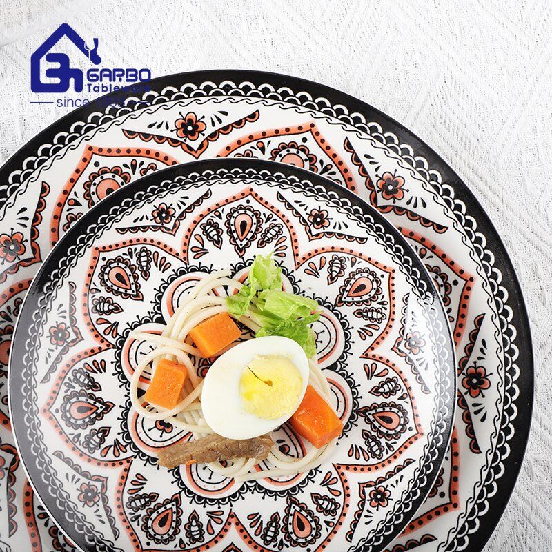 Hot selling 7.5 inches  stoneware side plate dinner plate with food grade color glazed design pattern