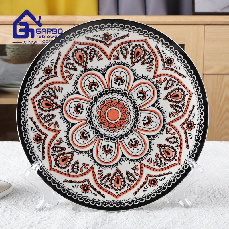 Hot selling 7.5 inches  stoneware side plate dinner plate with food grade color glazed design pattern